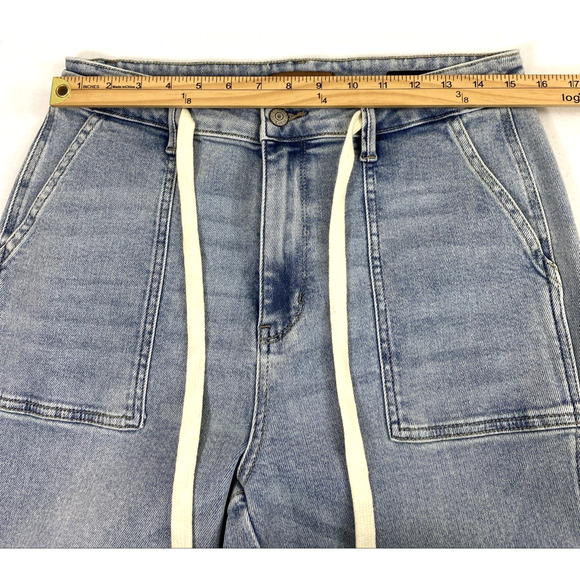 Judy Blue Jogger Jeans Womens Sz 30 Light Wash Denim Big Pockets Hi Rise Roll Up - Picture 9 of 15